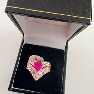 Bomb Party Gem Girl Era Ring RG53604 Pink Sapphire Rose Gold Plating